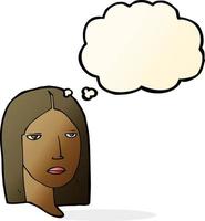 cartoon serious woman with thought bubble vector