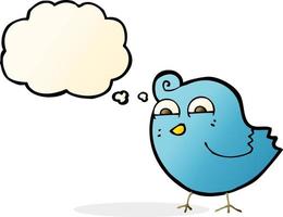 cartoon funny bird with thought bubble vector