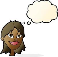 cartoon happy woman with thought bubble vector