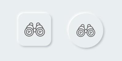 Binoculars line icon in neomorphic design style. Discovery signs vector illustration.