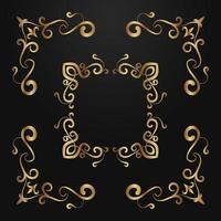 set of vintage gold frame, border ornament vector