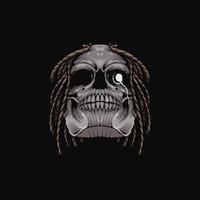 hip hop dreadlocks skull head illustration vector
