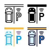colección de estilo de conjunto de iconos de estacionamiento vector