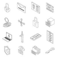 Password recovery icons set vector outline