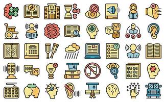 Learning disability icons set vector flat