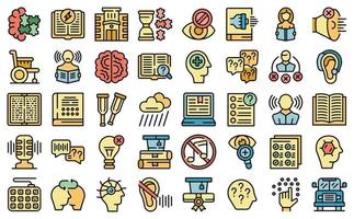 Learning disability icons set vector flat