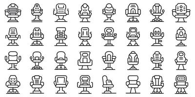 los iconos de la silla de juego establecen el vector de contorno. muebles de equipo