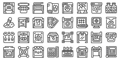 Plotter icons set outline vector. Printer machine vector