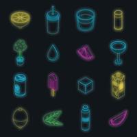 Lime icons set vector neon