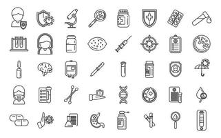 Immune system icons set outline vector. Human weak vector