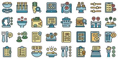 Food critic icons set vector flat