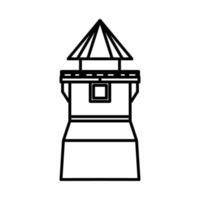 Icon vector guard illustration building protection and symbol safety security line. Design outline house isolated white and surveillance guarding pictogram tower. Architecture kingdom simple drawing