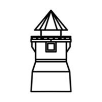 Icon vector guard illustration building protection and symbol safety security line. Design outline house isolated white and surveillance guarding pictogram tower. Architecture kingdom simple drawing