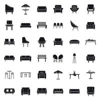 los iconos del salón establecen un vector simple. sofá de negocios