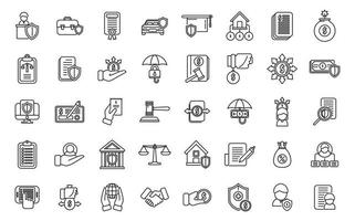 Liability icons set outline vector. Longevity annuity vector