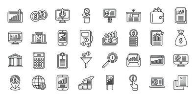 Result money icons set outline vector. Business career vector