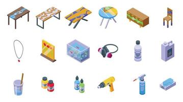 Epoxy resin icons set isometric vector. Chemical glue vector