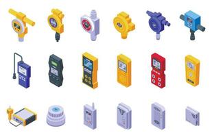 Gas detector icons set isometric vector. Monitor meter vector