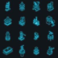 Press form machines icons set vector neon