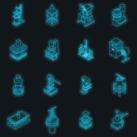 Press form machines icons set vector neon