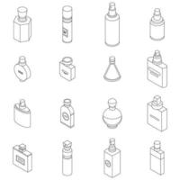 conjunto de iconos de botellas de fragancia contorno vectorial vector