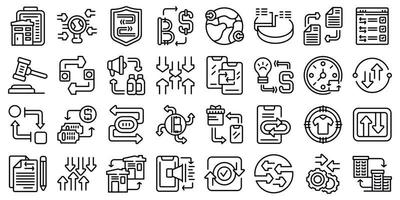 Barter icons set outline vector. Agriculture change vector