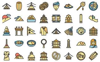 Iconos de Katmandú establecer vector plano