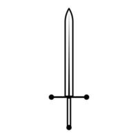 Sword icon vector game symbol and line design weapon illustration sign fantasy. Outline battle fight arcade object and knight gaming graphic linear item pictogram. Castle ancient line icon element