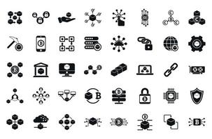 Block chain icons set simple vector. Crypto data vector