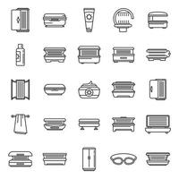 Solarium icons set outline vector. Bronze bed vector