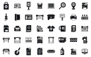 Digital printing icons set simple vector. Computer printer vector