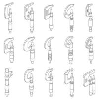 Micrometer icons set vector outline