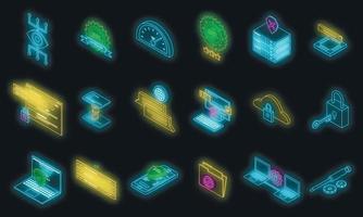 SSL certificate icons set vector neon