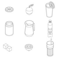 Lemonade icons set vector outline