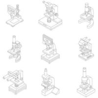 Microscope icon set vector outline