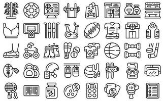Sporting goods store icons set outline vector. Sport shop vector