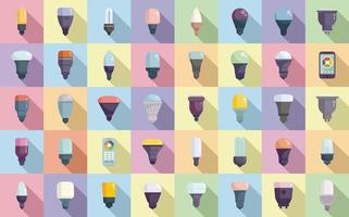 Smart lightbulb icons set flat vector. Brain think vector