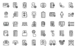 Blacklist icons set outline vector. Person account vector