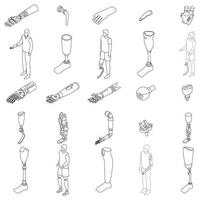 Artificial limbs icons set vector outline