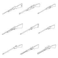 Hunting rifle icons set vector outline