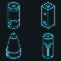 Humidifier icons set vector neon