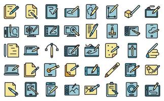 Digital pen icons set vector flat