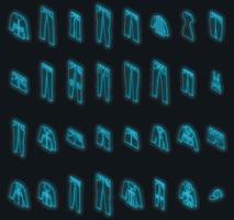 Jeans icons set vector neon