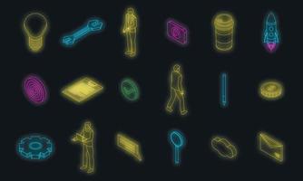 Product manager icons set vector neon