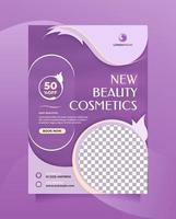 Template flyer and brochure with a4 size. Beautiful purple vector poster and banner design to promote cosmetics product, beauty salon, Healthy Skin Clinic, medical spa, something natural, etc