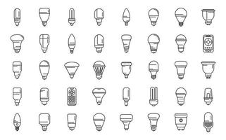 Smart lightbulb icons set outline vector. Brain think vector