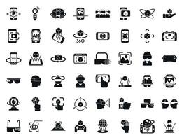 Augmented reality icons set simple vector. Virtual reality vector