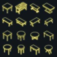 Table icons set vector neon