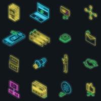 Repost icons set vector neon