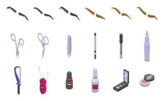 Eyebrow correction icons set isometric vector. Brow beauty vector